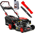 LEHMANN Rasenmäher Benzin 4-Takt, 146 cm³, Hinterradantrieb, 42 cm Schnittbreite, Stahlgehäuse, 5-fach Schnitthöhe 25-70 mm, 40 L Fangkorb, Klappgriff
