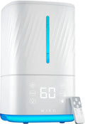 MIKO Ultraschall-Luftbefeuchter mit Kühl- und Warmnebelfunktion, ideal für große Räume und Schlafzimmer, mit Wasserfilter, Automatikmodus, auslaufsicher, Schlafmodus und integriertem Timer