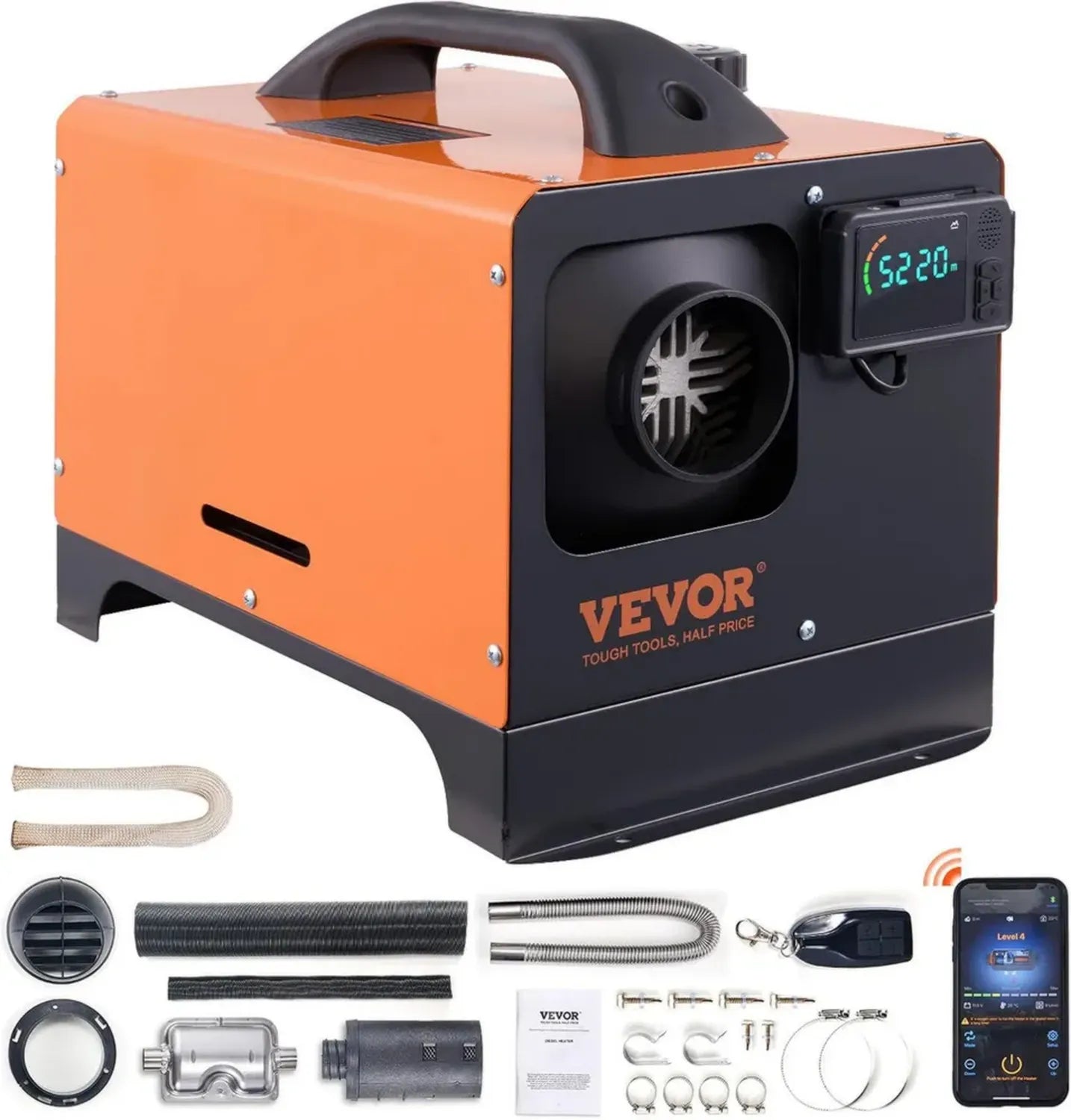 VEVOR 12V Diesel Standheizung 5-8kW mit LCD, Fernbedienung und Bluetooth